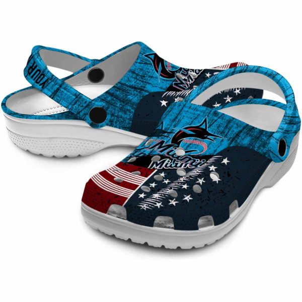Personalized Miami Marlins Star Spangled Side Pattern Crocs Latest Model