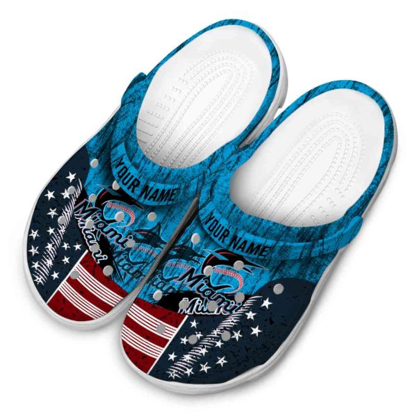 Personalized Miami Marlins Star Spangled Side Pattern Crocs Trendy