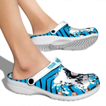Personalized Miami Marlins Zigzag Paint Burst Crocs High quality