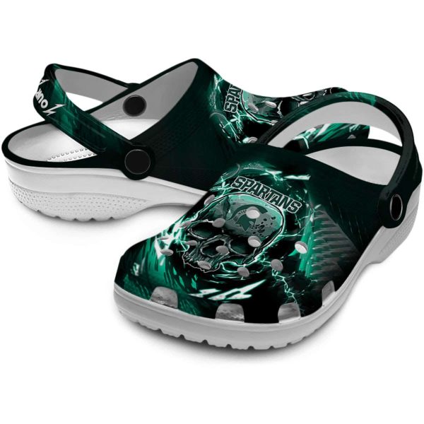 Personalized Michigan State Spartans Gothic Skull Crocs Latest Model