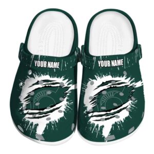 Personalized Michigan State Spartans Splash Motif Background Crocs Best selling