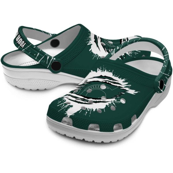 Personalized Michigan State Spartans Splash Motif Background Crocs Latest Model