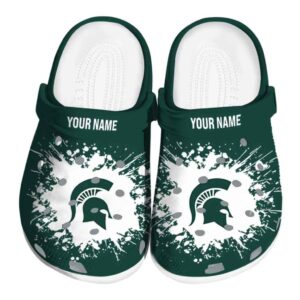 Personalized Michigan State Spartans Splatter Background Crocs Best selling