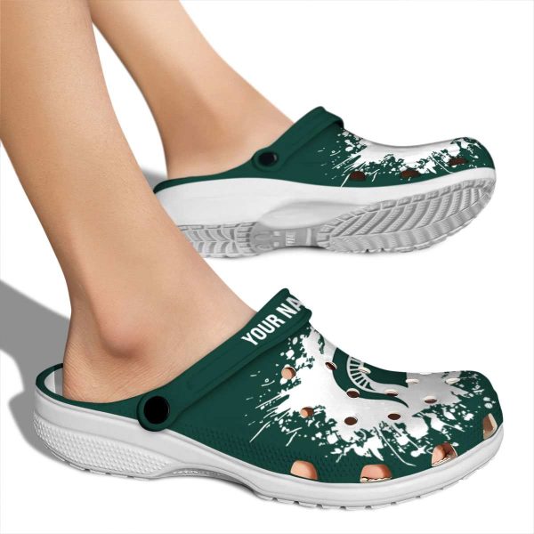 Personalized Michigan State Spartans Splatter Background Crocs High quality