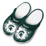 Personalized Michigan State Spartans Splatter Background Crocs Best selling