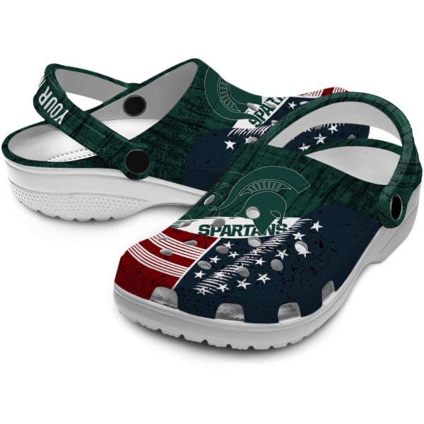 Personalized Michigan State Spartans Star Spangled Side Pattern Crocs Latest Model