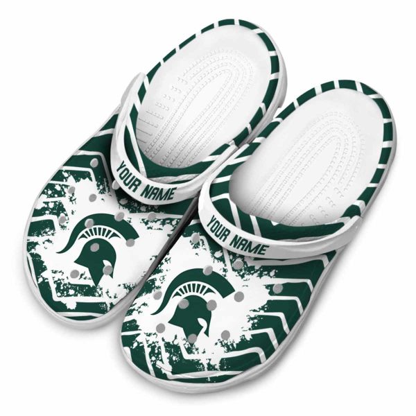Personalized Michigan State Spartans Zigzag Paint Burst Crocs Trendy