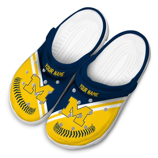 Personalized Michigan Wolverines Baseball Motif Crocs Trendy
