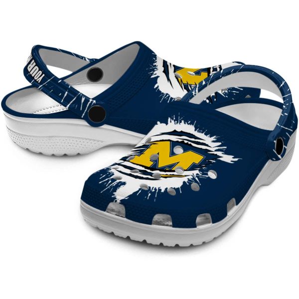 Personalized Michigan Wolverines Splash Motif Background Crocs Latest Model