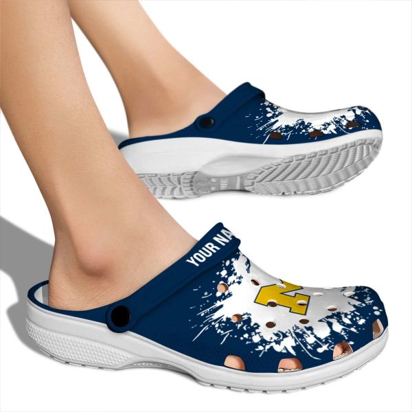 Personalized Michigan Wolverines Splatter Background Crocs High quality