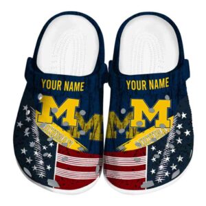 Personalized Michigan Wolverines Star Spangled Side Pattern Crocs Best selling
