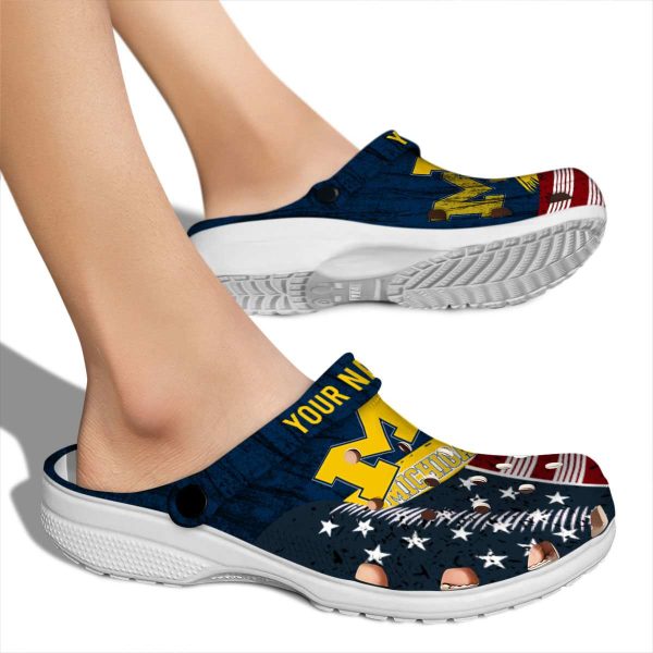 Personalized Michigan Wolverines Star Spangled Side Pattern Crocs High quality