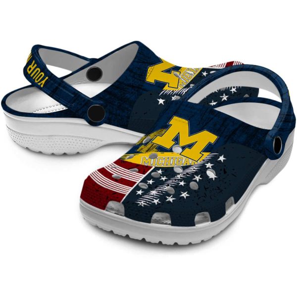 Personalized Michigan Wolverines Star Spangled Side Pattern Crocs Latest Model