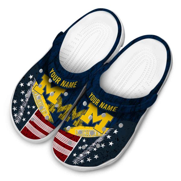 Personalized Michigan Wolverines Star Spangled Side Pattern Crocs Trendy