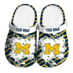 Personalized Michigan Wolverines Zigzag Paint Burst Crocs Best selling