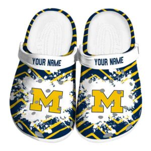 Personalized Michigan Wolverines Zigzag Paint Burst Crocs Best selling