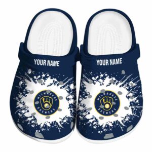 Personalized Milwaukee Brewers Splatter Background Crocs Best selling