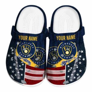 Personalized Milwaukee Brewers Star Spangled Side Pattern Crocs Best selling