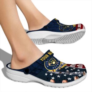 Personalized Milwaukee Brewers Star Spangled Side Pattern Crocs High quality