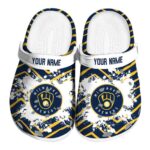 Personalized Milwaukee Brewers Zigzag Paint Burst Crocs Best selling