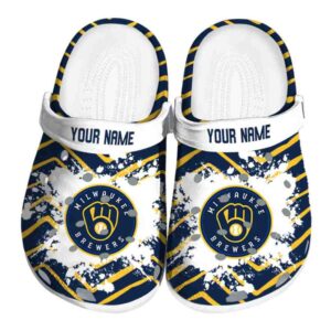 Personalized Milwaukee Brewers Zigzag Paint Burst Crocs Best selling