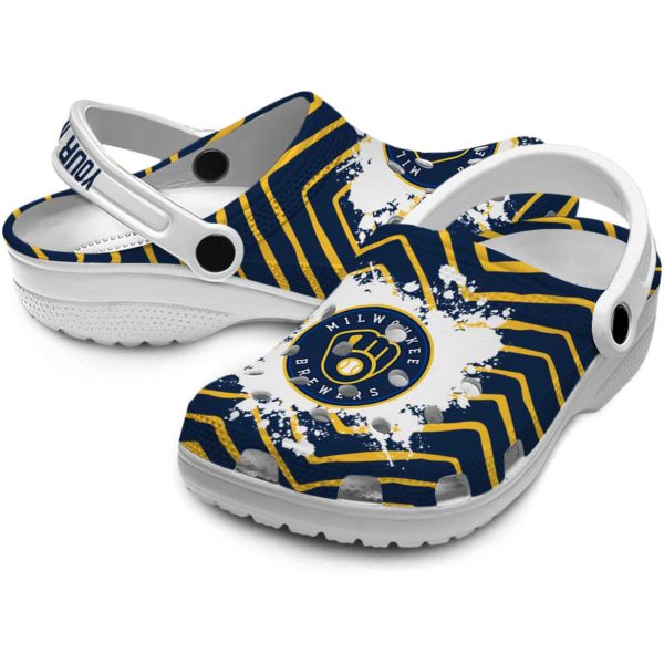 Personalized Milwaukee Brewers Zigzag Paint Burst Crocs Latest Model