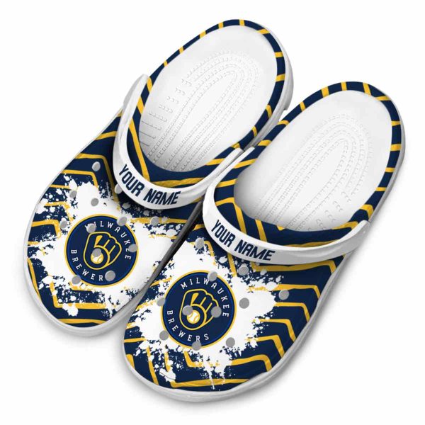 Personalized Milwaukee Brewers Zigzag Paint Burst Crocs Trendy