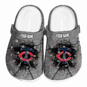 Personalized Minnesota Twins Cracked Ground Texture Crocs Best selling