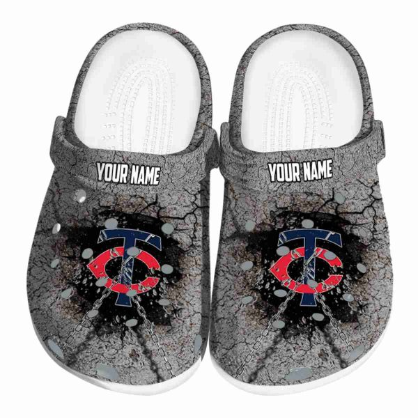 Personalized Minnesota Twins Cracked Ground Texture Crocs Best selling