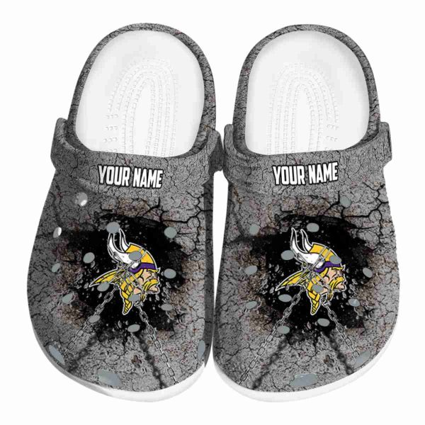 Personalized Minnesota Vikings Cracked Ground Texture Crocs Best selling