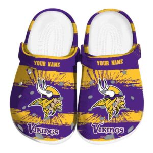 Personalized Minnesota Vikings Paint Splatter Graphics Crocs Best selling