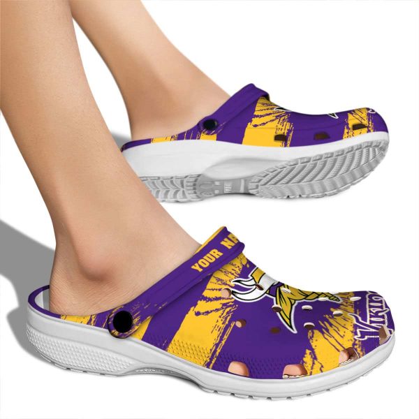 Personalized Minnesota Vikings Paint Splatter Graphics Crocs High quality