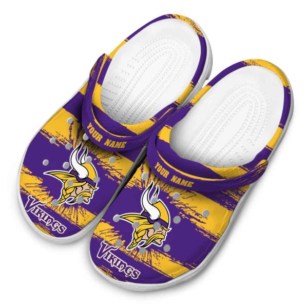 Personalized Minnesota Vikings Paint Splatter Graphics Crocs Trendy