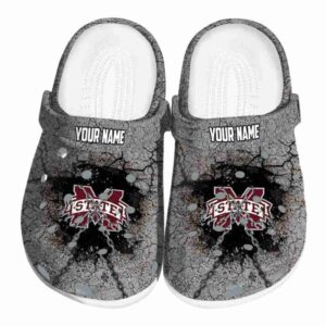 Personalized Mississippi State Bulldogs Cracked Ground Texture Crocs Best selling