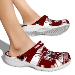 Personalized Mississippi State Bulldogs Paint Splatter Graphics Crocs High quality