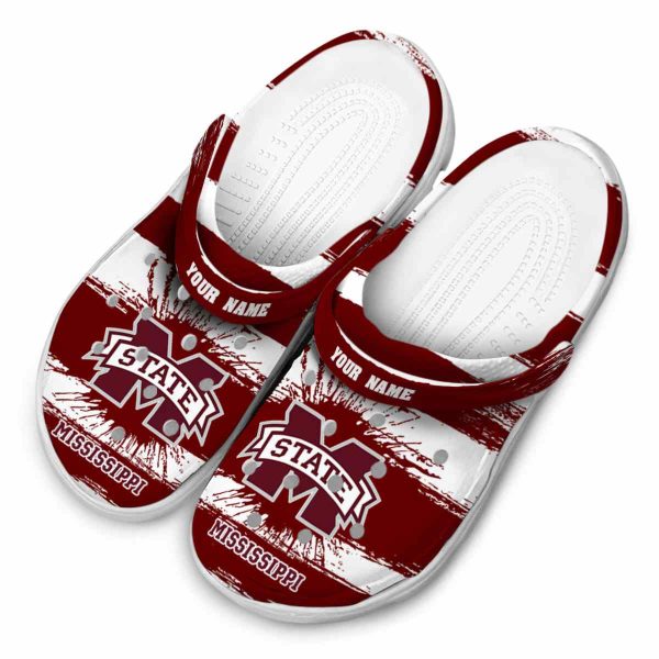 Personalized Mississippi State Bulldogs Paint Splatter Graphics Crocs Trendy