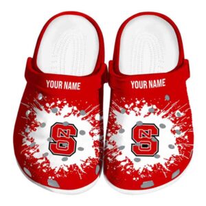 Personalized NC State Wolfpack Splatter Background Crocs Best selling