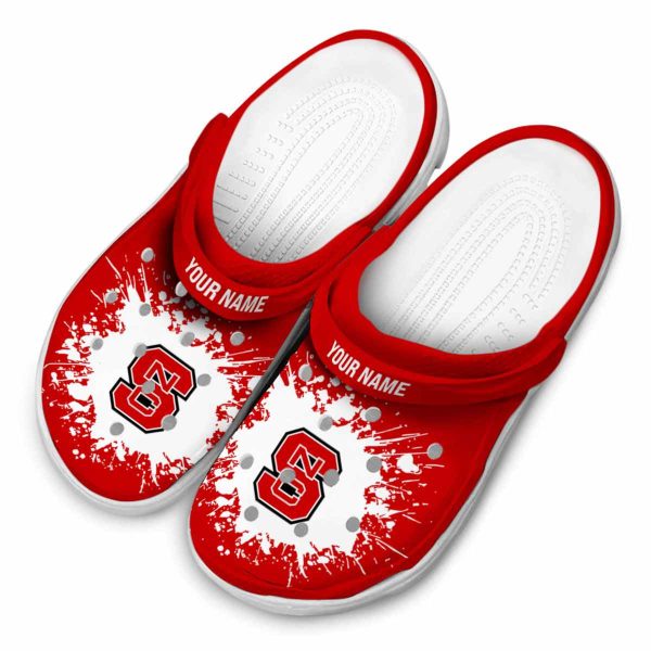 Personalized NC State Wolfpack Splatter Background Crocs Trendy