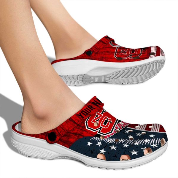 Personalized NC State Wolfpack Star Spangled Side Pattern Crocs High quality
