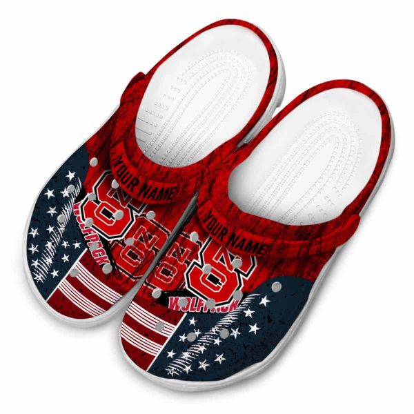 Personalized NC State Wolfpack Star Spangled Side Pattern Crocs Trendy