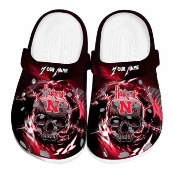 Personalized Nebraska Cornhuskers Gothic Skull Crocs Best selling