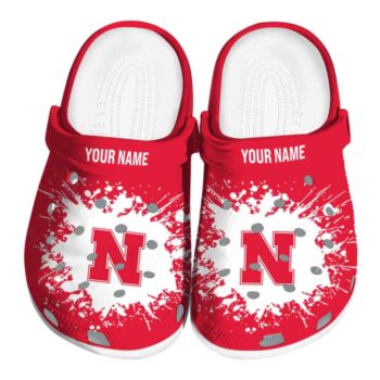 Personalized Nebraska Cornhuskers Splatter Background Crocs Best selling