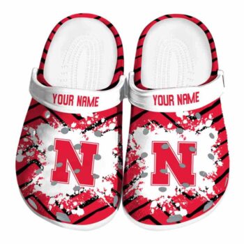 Personalized Nebraska Cornhuskers Zigzag Paint Burst Crocs Best selling