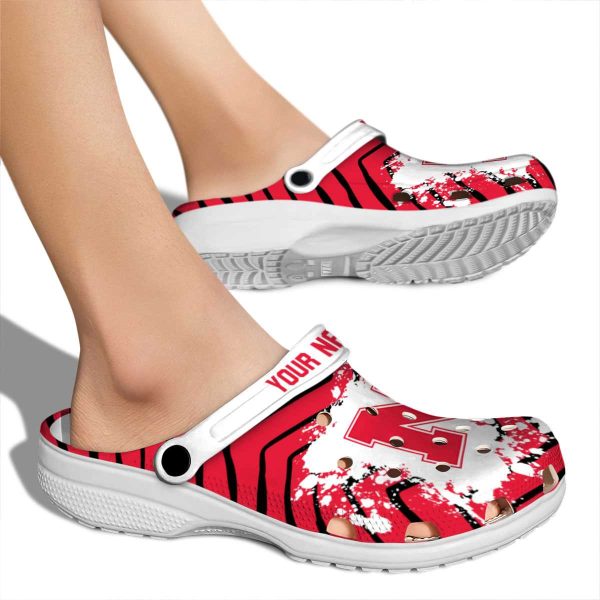 Personalized Nebraska Cornhuskers Zigzag Paint Burst Crocs High quality
