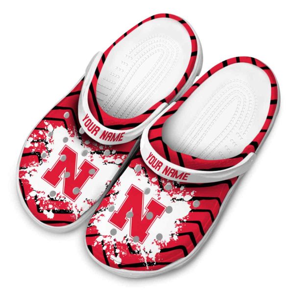 Personalized Nebraska Cornhuskers Zigzag Paint Burst Crocs Trendy