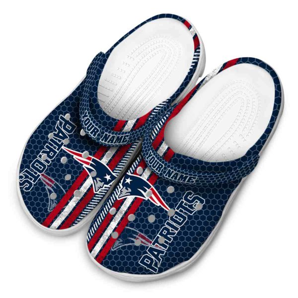 Personalized New England Patriots Contrasting Stripes Crocs Trendy