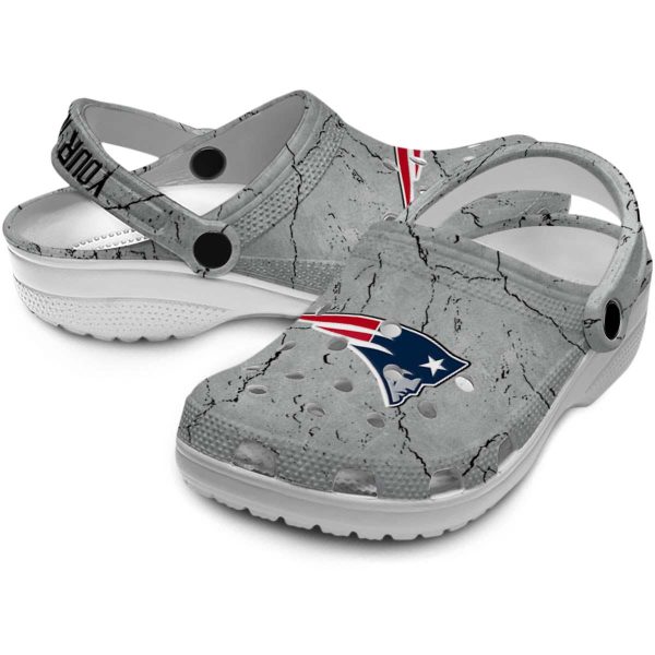 Personalized New England Patriots Cracked Texture Crocs Latest Model