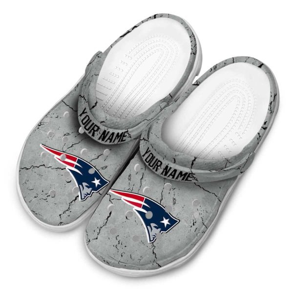 Personalized New England Patriots Cracked Texture Crocs Trendy