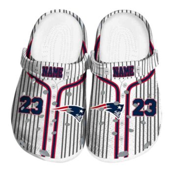 Personalized New England Patriots Pinstripe Pattern Crocs Best selling