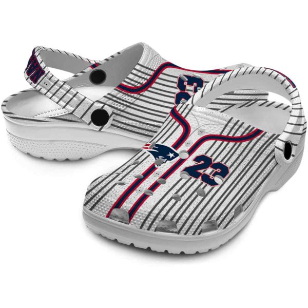 Personalized New England Patriots Pinstripe Pattern Crocs Latest Model